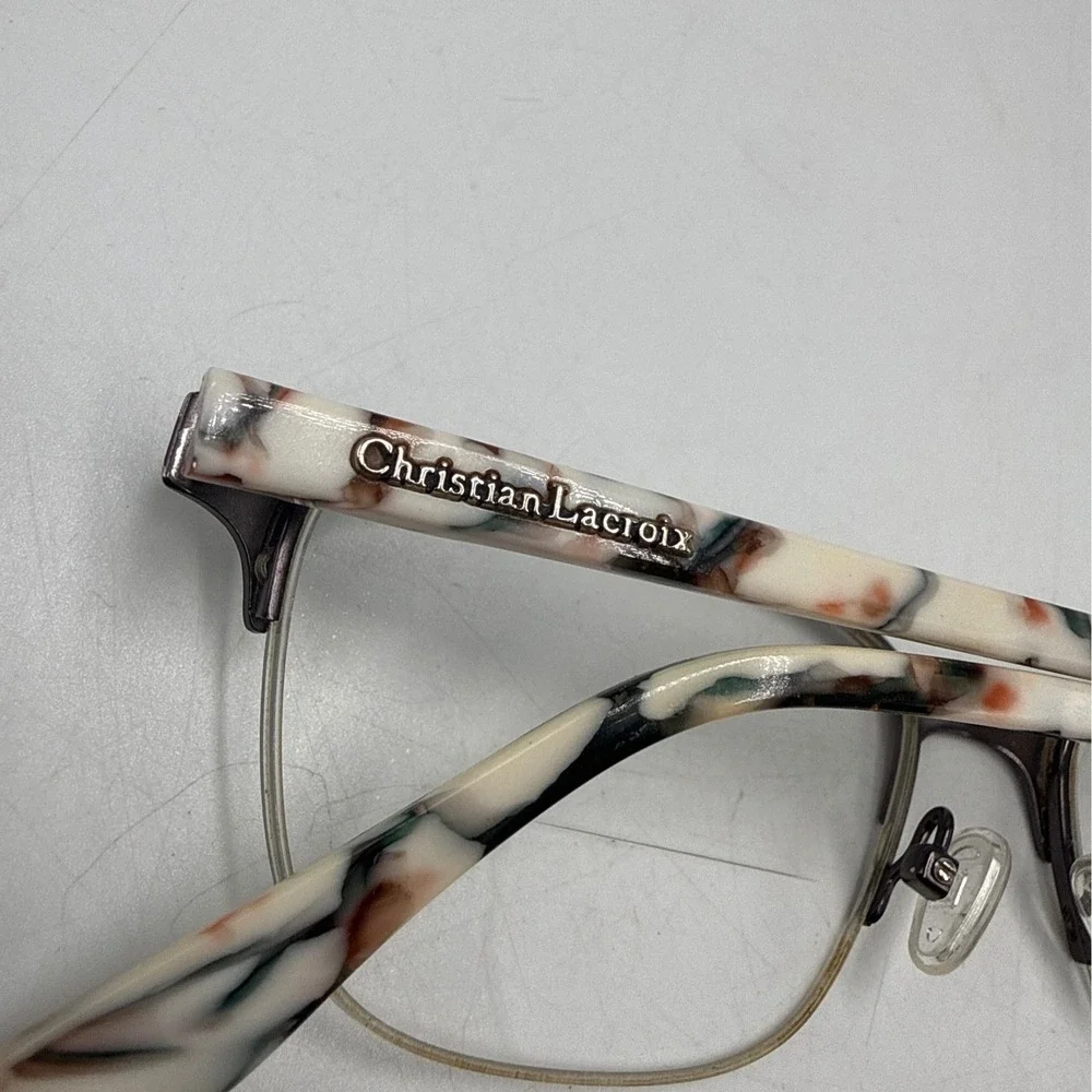 Christian Lacroix CL 3033 902 Semi Rimless Cat Eye Eyeglass Frames Marbled 53mm